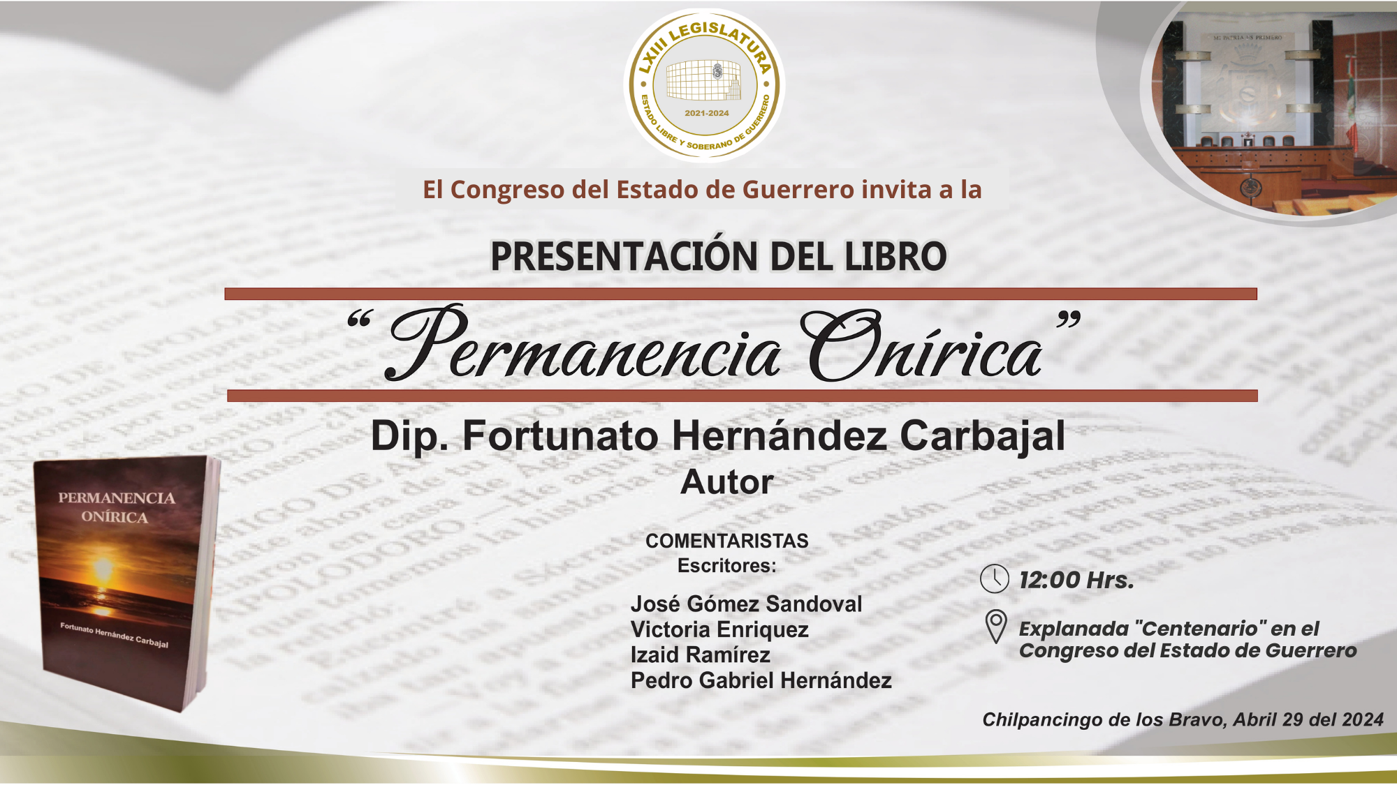 Presentacion Libro "Permanencia Onírica" Fortunato Hernández Carbajal - Guerrero