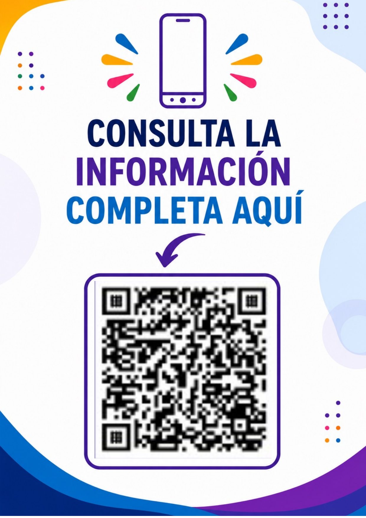 Página 15, contraportada: «Consulta la información completa aquí», con un código QR que lleva al micrositio oficial de la consulta.