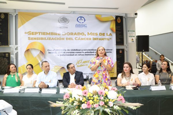 ILUMINAN EN COLOR DORADO EL CONGRESO, EN EL MARCO DEL MES DE CONCIENTIZACIÓN DEL CÁNCER INFANTIL