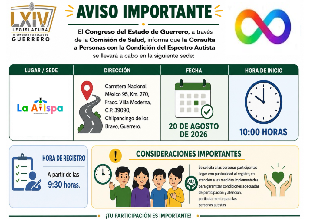 AVISO DE SEDE CONSULTA A PERSONAS CON ESPECTRO AUTISTA