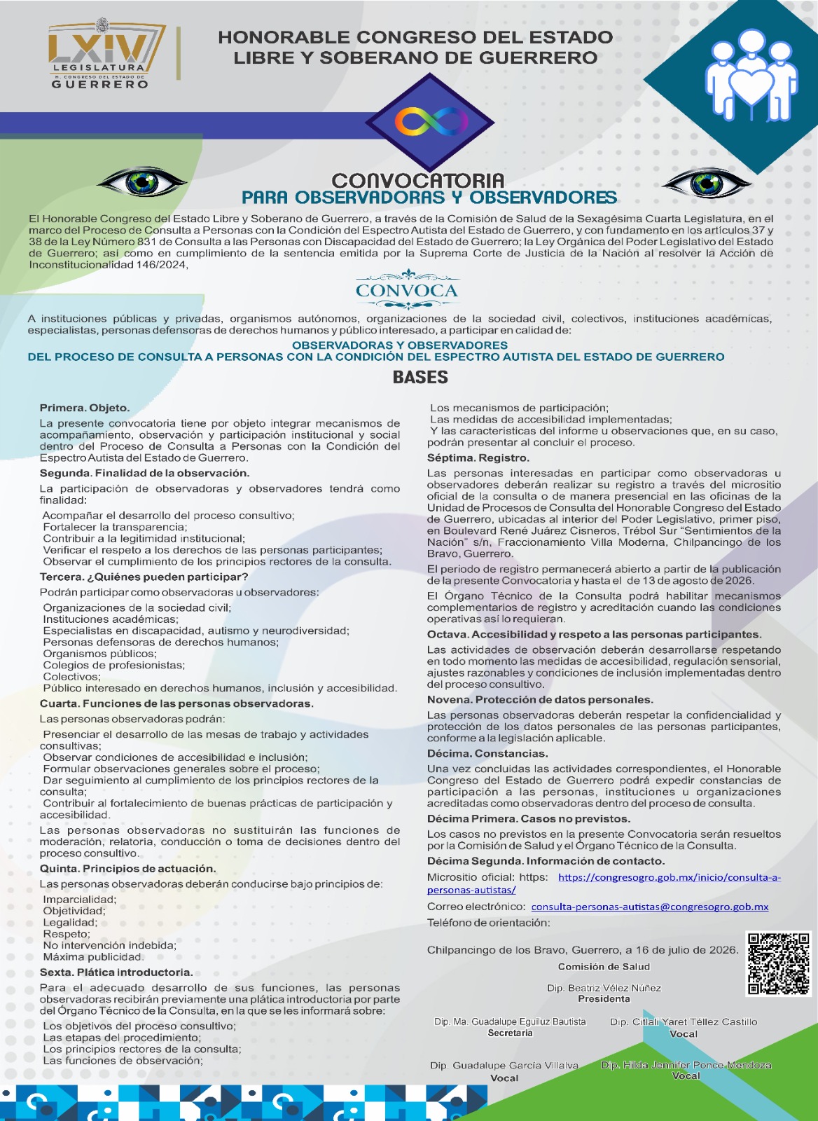 CONVOCATORIA OBSERVADORES DEL PROCESO CONVOCATORIA AUTISMO
