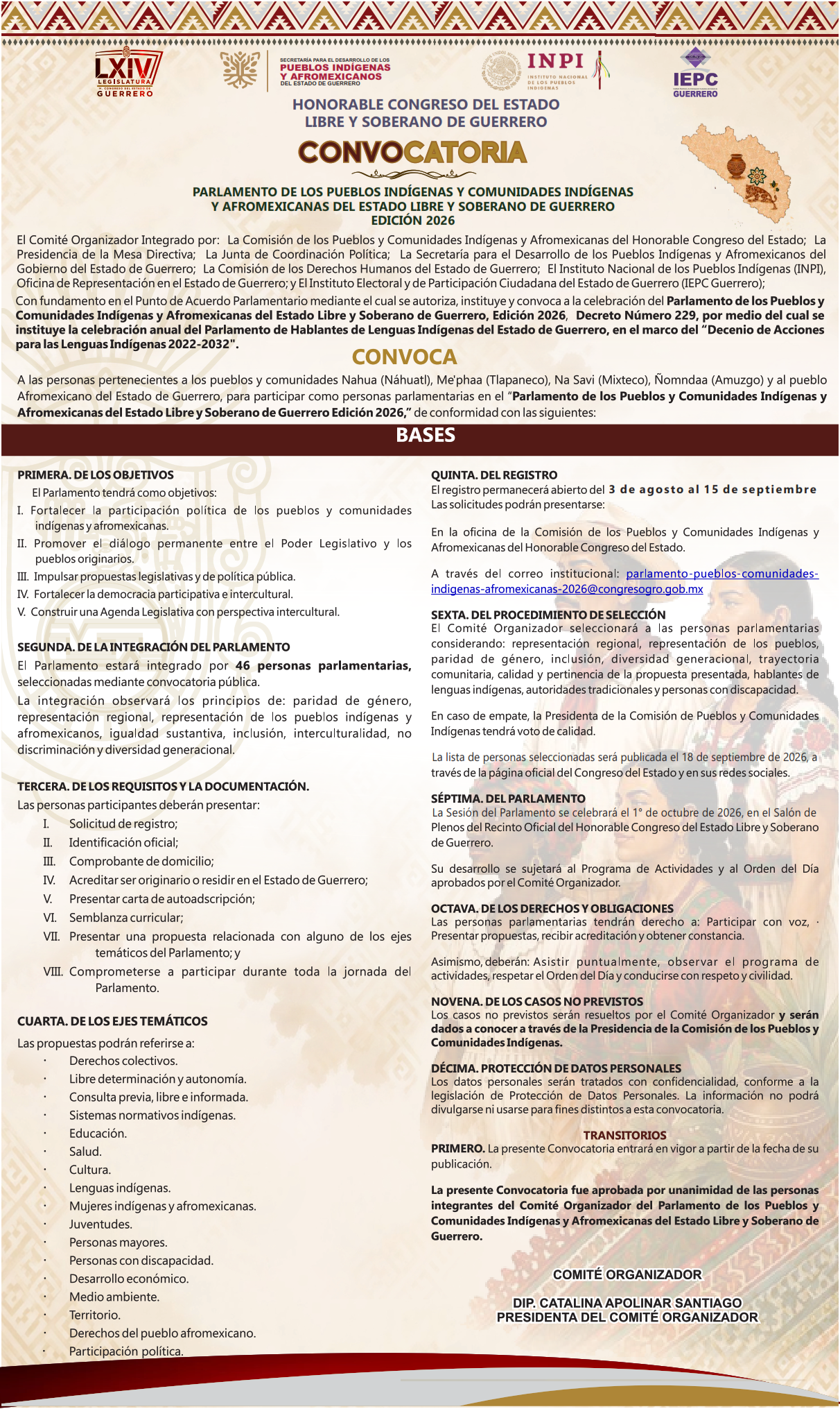 Convocatoria Pueblos Agosto 2026